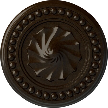 Ekena Millwork Foster Shell Ceiling Medallion (Fits Canopies up to 9 5/8"), Hand-Painted Bronze, 15 3/4"OD x 2"P CM15FOBZS